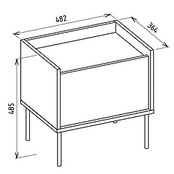 SELSEY - Table de chevet 1 portes TOVI - 48,2 cm - Grege pas cher