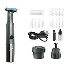 INF Kit de Toilettage Électrique 3-en-1 : Tondeuse Nez, Corps et Barbe avec Écran LED
