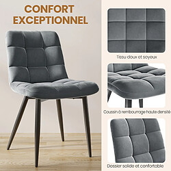 Acheter Lot 6 Chaises HavenlyHome - Assises Velours Ergonomiques, Pied Métal, Gris