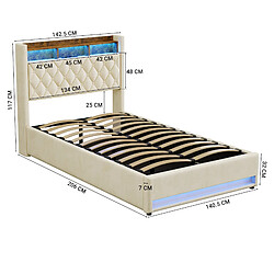 WISHDOR Lit Rembourré 180x200 Cm - LED - USB pas cher