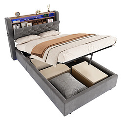 WISHDOR Lit 90x200 Cm - Rangement Et Prise