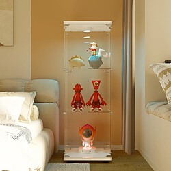 Acheter Vitrine en verre - Superaly - 3 étagères - avec éclairage LED - 1 porte -42x36x125cm- Blanc