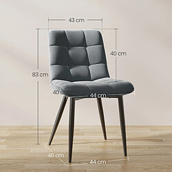 Avis Lot 6 Chaises HavenlyHome - Assises Velours Ergonomiques, Pied Métal, Gris