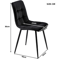 Avis Lot de 4 chaises de salle à manger - Superaly - avec revêtement en velours- Noir