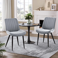 Lot 4 Chaises HavenlyHome, Velours Gris Rembourré, Dossier Ergonomique