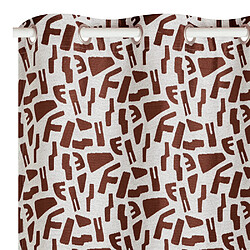 Rideau Kanto - Brun Rideau KANTO en jacquard 100% polyester recyclé, opaque, motif géométrique, finition œillets, dimensions 140 x 260 cm, couleur brun.