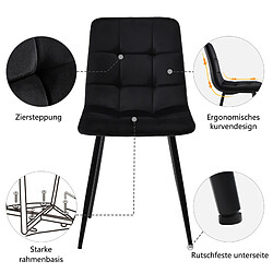 Lot de 4 chaises de salle à manger - Superaly - avec revêtement en velours- Noir pas cher