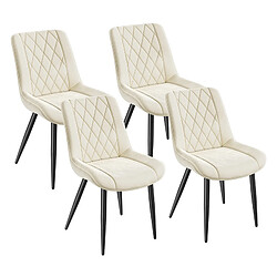 HavenlyHome Lot 4 Chaises, Velours Rembourré, Ergonomique, Réglable, Beige