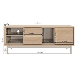 SELSEY - Meuble TV LAYEN - 196 cm - aspect chêne / gris cachemire pas cher