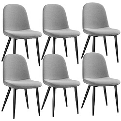 Lot 6 Chaises HavenlyHome, Lin, Dossier Ergonomique, Pied Métal, Salon/Cuisine, Gris