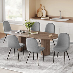 Lot 6 Chaises HavenlyHome, Lin, Dossier Ergonomique, Pied Métal, Salon/Cuisine, Gris