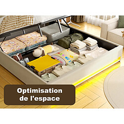 Avis HAUSS SPOLE Lit coffre 180x200 velours beige LED tête étagère sans matelas