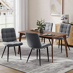Lot 4 Chaises HavenlyHome - Assises Velours Ergonomiques, Pied Métal, Gris