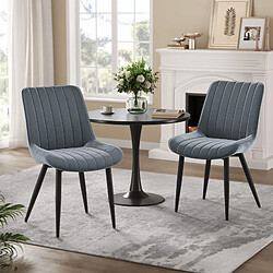 Lot 4 Chaises HavenlyHome, Velours Gris Foncé Rembourré, Dossier Ergonomique