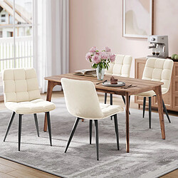Lot 4 Chaises HavenlyHome - Assises Velours Ergonomiques, Pied Métal, Beige