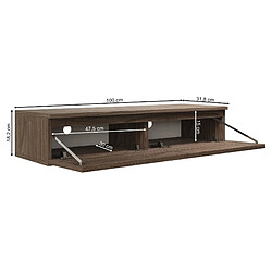 SELSEY - Meuble TV BEMMI SLIM - 100 cm - aspect bois noyer Wisconsin pas cher
