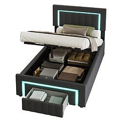 WISHDOR Lit 90x200 Cm - Fonction Lit Avec LED Et Tiroirs