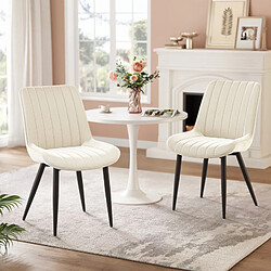 Lot 4 Chaises HavenlyHome, Velours Beige Rembourré, Dossier Ergonomique