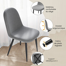 Avis Lot 6 Chaises HavenlyHome, Lin, Dossier Ergonomique, Pied Métal, Salon/Cuisine, Gris