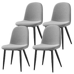Lot 4 Chaises HavenlyHome, Lin, Dossier Ergonomique, Pied Métal, Salon/Cuisine, Gris