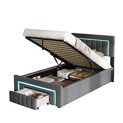 WISHDOR Lit 90x190 Cm - Fonction Lit Avec LED Et Tiroirs
