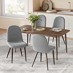Lot 4 Chaises HavenlyHome, Lin, Dossier Ergonomique, Pied Métal, Salon/Cuisine, Gris