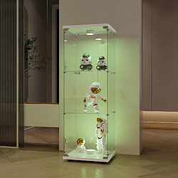 Vitrine en verre - Superaly - 3 étagères - avec éclairage LED - 1 porte -42x36x125cm- Blanc Vitrine en verre - Superaly - 3 étagères - 42x36x125cm - avec éclairage LED - 1 porte - Vitrine en verre - Vitrine d'exposition - pour le salon - Blanc