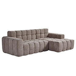 redom Canapé d’angle 3 places - style moderne avec chaiselongue pour salon ou bureau kaki pas cher