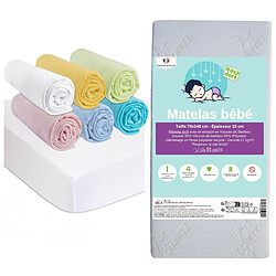 EASY DORT Matelas 50x100 + 6 Draps housse Multi + 2 Alèses Coton