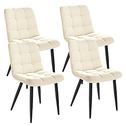 Lot 4 Chaises HavenlyHome - Assises Velours Ergonomiques, Pied Métal, Beige
