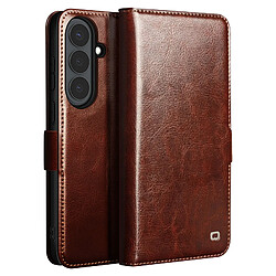 Qialino Étui Portefeuille Vintage pour Galaxy S26 Plus avec Support Vidéo Marron