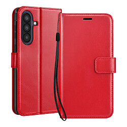 Mayaxess Étui Portefeuille pour Galaxy A57 avec Dragonne et Fonction Stand Rouge