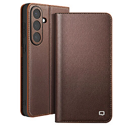 Qialino Étui Portefeuille pour Galaxy S26 Plus avec Support en Cuir Effet Mat Marron