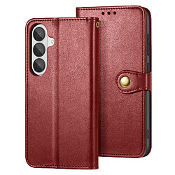 Avizar Étui Portefeuille pour Galaxy S26 avec Bouton-pression Magnétique et Dragonne Rouge