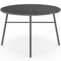Avis Idmarket Salon de jardin MADRID table ronde 120 CM et 6 chaises empilables gris anthracite