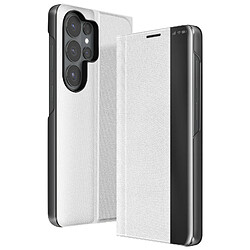 Avizar Étui Clapet pour Galaxy S26 Ultra Conception Bi-matière avec Support Vidéo Argent