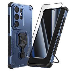 Avizar Coque pour Galaxy S26 Ultra avec Anneau 360° Magnétique et Verre Trempé Bleu