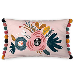 Housse De Rêve Coussin 30x50 cm Coton Champetre avec pompons