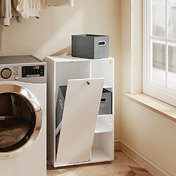 SoBuy Armoire haute rangement linge blanc 50x30x85 cm BZR218-W pas cher
