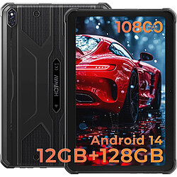 Tablette durcie HOTWAV R8 Android 14, écran HD 10,1 pouces, 128 Go de ROM, noir/orange