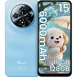 Téléphone portable FOSSIBOT S5 Android 15, 128 Go, débloqué, écran 6,88 pouces, noir/bleu