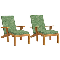 Avis vidaXL Coussins de chaise longue lot de 2 motif de feuilles