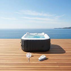 Avis Sun Spa SUNSPA Spa gonflable carré 6 places - 130 micro-jets - Noir et blanc