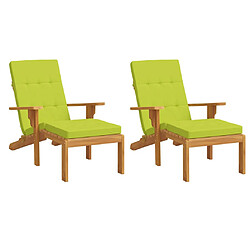Avis vidaXL Coussins de chaise longue lot de 2 vert vif tissu oxford