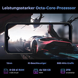 Smartphone HOTWAV T7 Outdoor, batterie 6280 mAh, 128 Go, écran HD 6,52 pouces, noir/rouge
