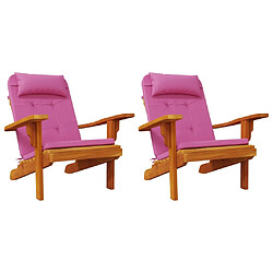 Acheter vidaXL Coussins de chaise adirondack lot de 2 rose tissu oxford