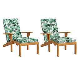 Avis vidaXL Coussins de chaise longue lot de 2 motif de feuilles