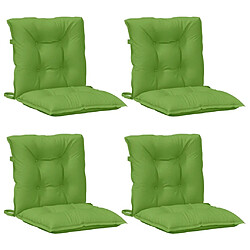 Acheter vidaXL Coussins de chaise à dossier bas lot de 4 vert mélangé tissu