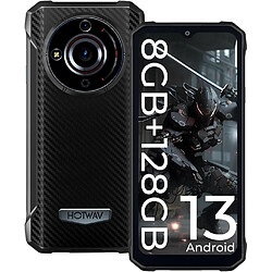 Smartphone HOTWAV T7 Outdoor, batterie 6280 mAh, 128 Go, écran HD 6,52 pouces, noir/rouge