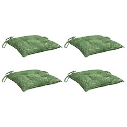 Avis vidaXL Coussins de chaise lot de 4 à motif de feuilles 40x40x7 cm